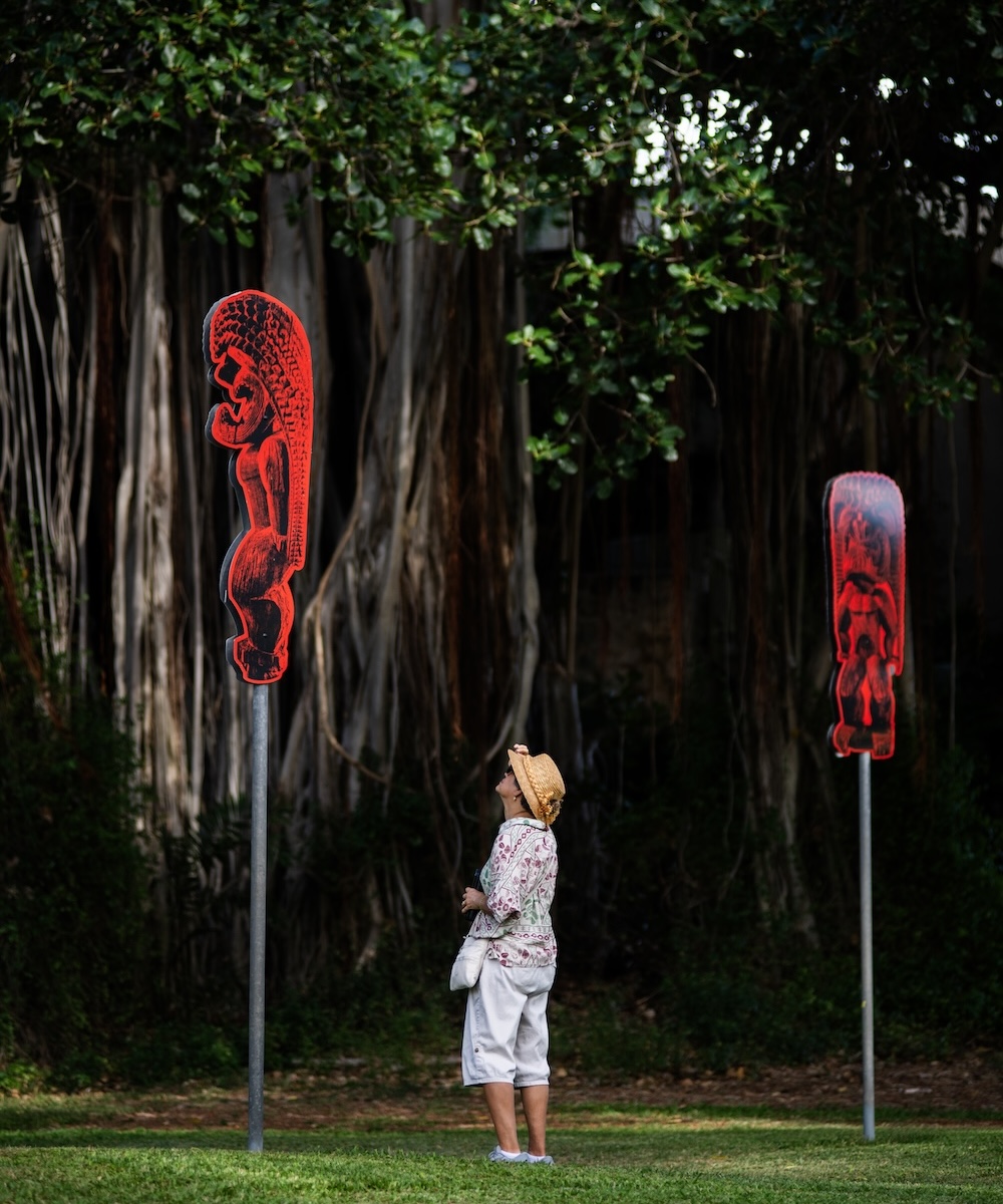 display of artist Koloikeao Anthony’s work at Kapiolani Park